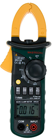 MS2108 Mastech клещи токоизмерительные цифровые автоматические ACA&DCA(ACV/DCV, сопр.,прозвон,True RMS,емкость,частота,скважность,авто диапазон)